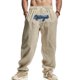 thumbnail image 1 of Pantalones largos para hombre, holgados, informales, de lino, de color liso, con bolsillo bordado, cordón ajustable y cintura elástica, de poliéster., 1 of 8