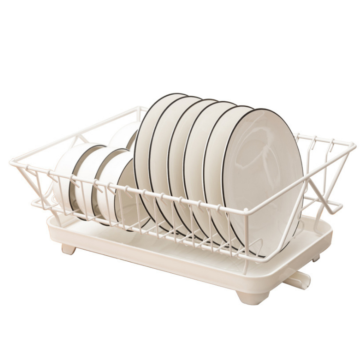 Kitchen Dish Drainer Rack, Counter Top Drying Dish Rack For Plate Bowl Spoon Cutlery Tray