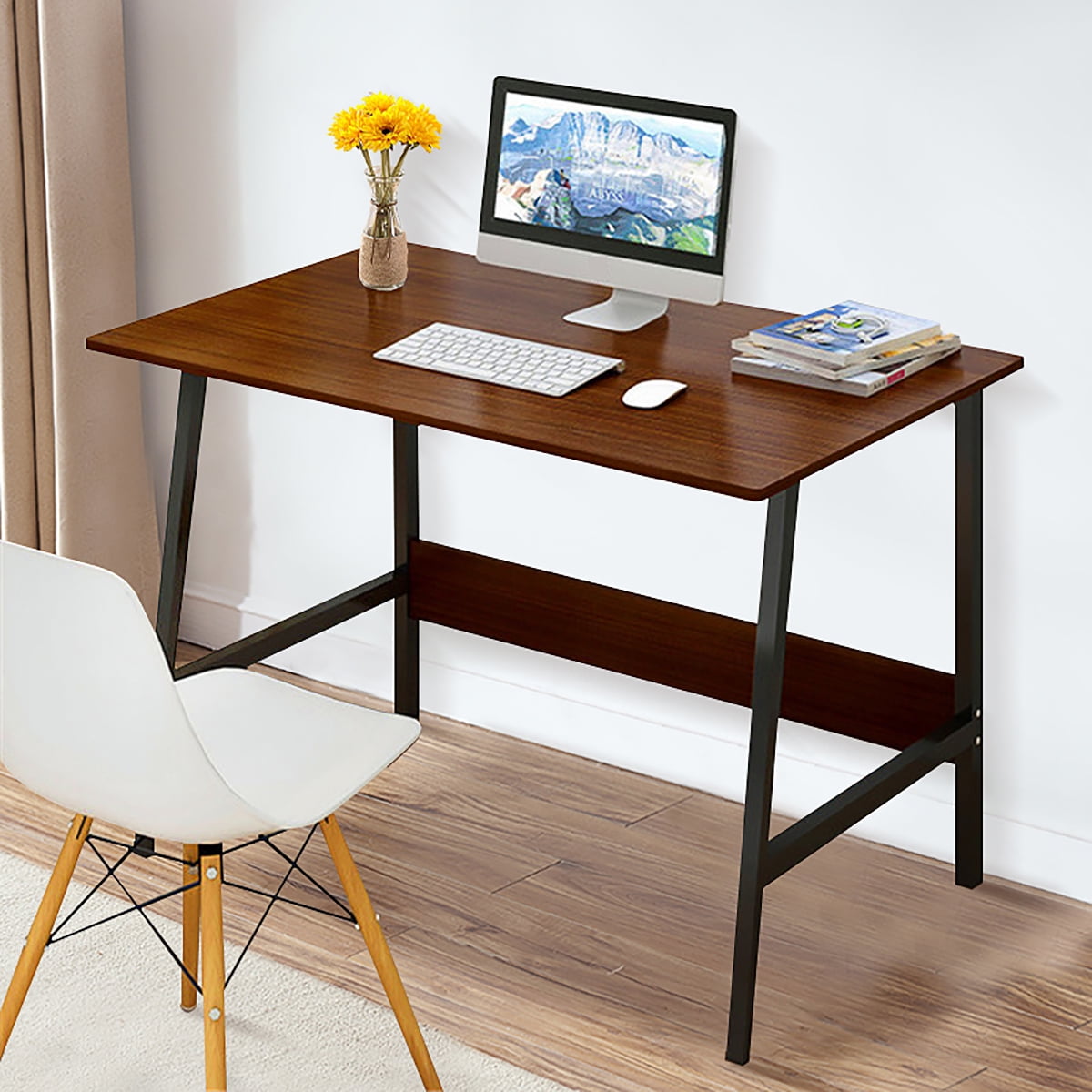 brown and white study table