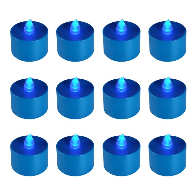Battery Operated Tea Light Candles Set of 12 (Blue)