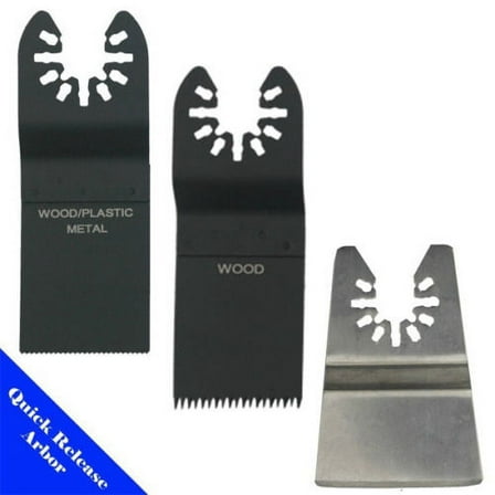 MTP ® Pack 3x Assorted Quick Release Universal Fit Multi Tool Oscillating Multitool Saw Blade for Craftsman Rockwell Hyperlock Porter Cable Black & Decker Dewalt Ridgid Ryobi Bosch Tool Free System