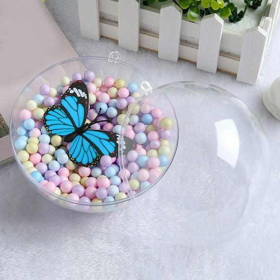 SEWOART 20Pcs Clear Plastic Fillable Ornaments DIY Design Transparent Holiday Decorations