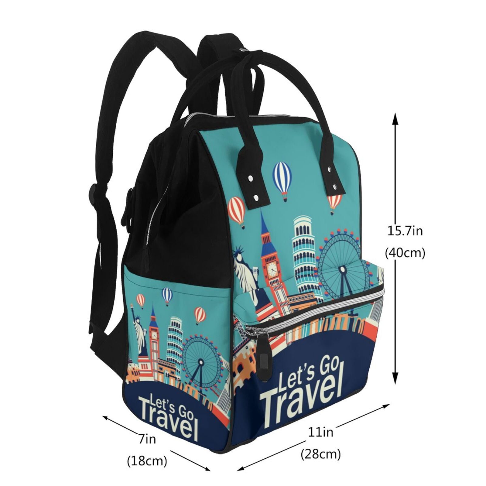 Defioc Let's go Travel for Baby Diaper Bag Backpack - Baby Bag for Boys & Girls - Diaper Backpack - Large Travel Diaper Bags- Baby Registry Search & Shower Gifts