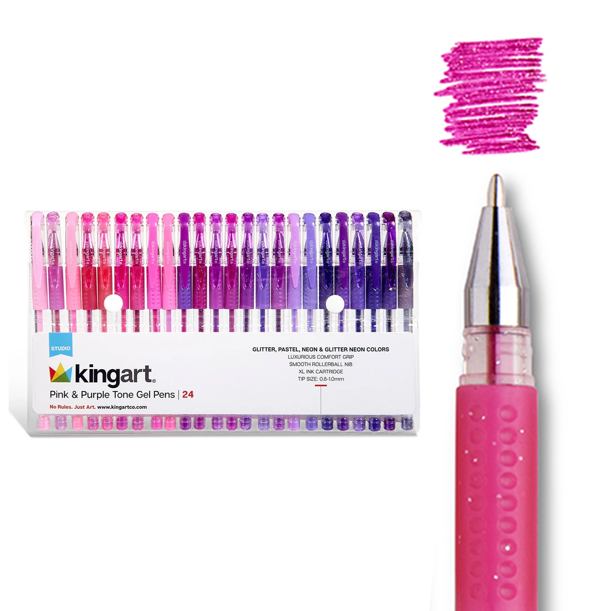 Gel Pens, Soft Grip, 24 Pink & Purple Tone Colors