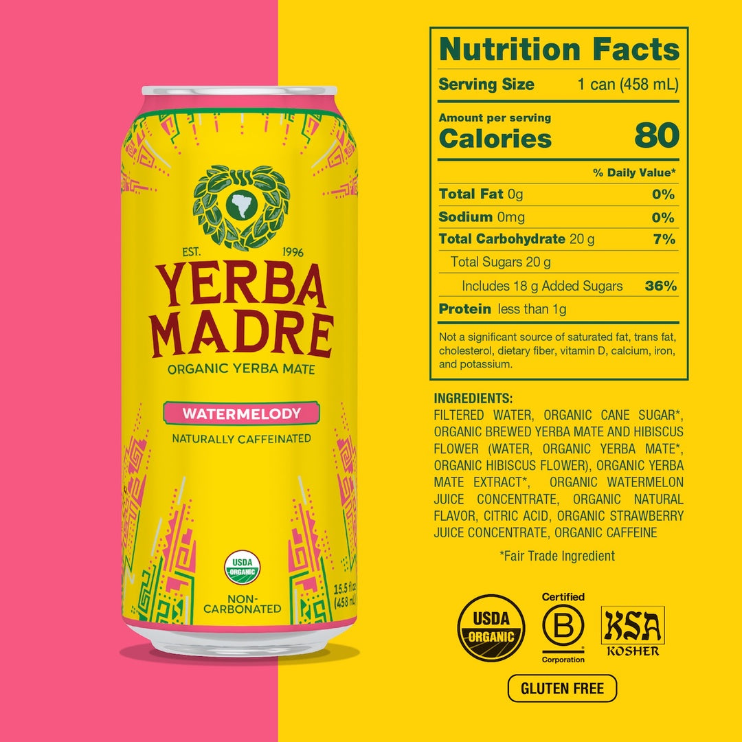 Guayakí Yerba Maté Sparkling Watermelody, 15.5oz Cans (12-Pack)
