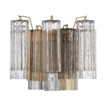 ADD-302-AG-AU Crystorama Lighting Addis - 2 Light Wall Mount-11.75 Inches Tall and 14.5 Inches Wide-Aged Brass Finish-Autumn Glass Color