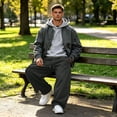 thumbnail image 6 of Leidass Men's Baggy Sweatpants Fleece Wide Leg Lounge Sweat Pants Drawstring Waist Jogging Pants with Pockets Dark Gray 2XL, 6 of 7