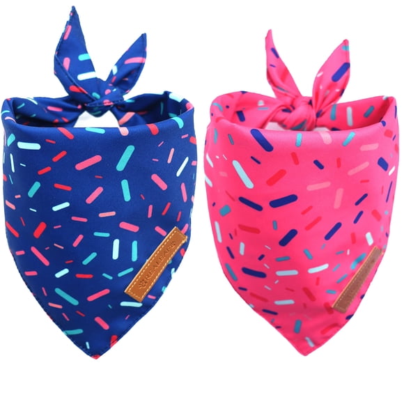 Bandanas de cumpleaños para perros Realeaf, paquete de 2, azul y rosa, XL
