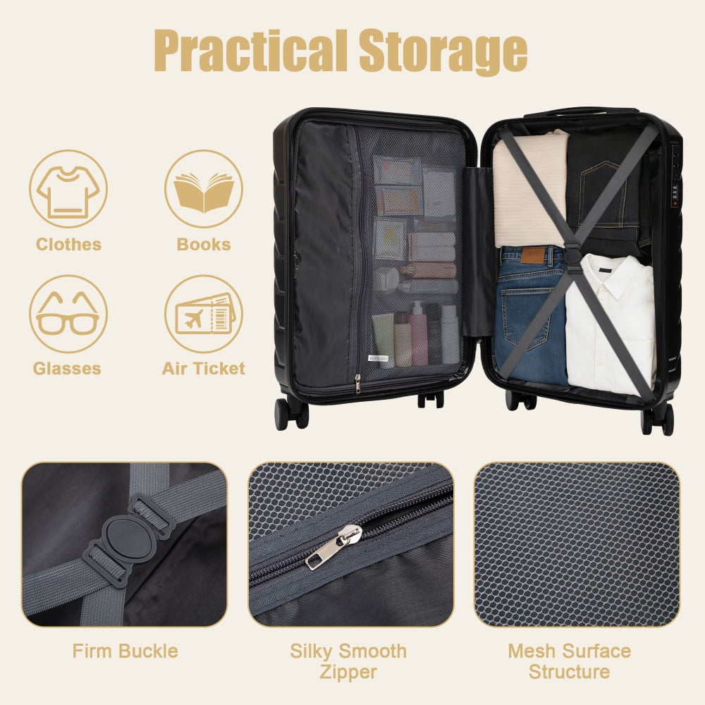 28 Inch ABS Hard Shell Large Travel Checked Luggage - Scratch Resistant Surface Four Multi-Directional Wheels,  With Combination Lock and Side Hooks .(Silver)