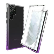 for Samsung Galaxy S22 Ultra Case,[Non-Yellowing] Transparent 360° Full Body Rugged Slim Shockproof Bumper with Built-in Screen Protector Anti-Scratch Case for Samsung Galaxy S22 Ultra,Purple
