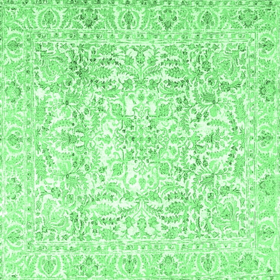 Ahgly Company Indoor Square Persian Emerald Green Traditional Area Rugs, 8' Square