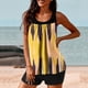 thumbnail image 5 of Modesto Trajes de Baño para las Mujeres Multicolor Gradiente Impresión de Espalda Recorte, Pantalones Cortos de Cintura Alta Y Sling Top para la Playa, la Piscina Y las Vacaciones, 5 of 6