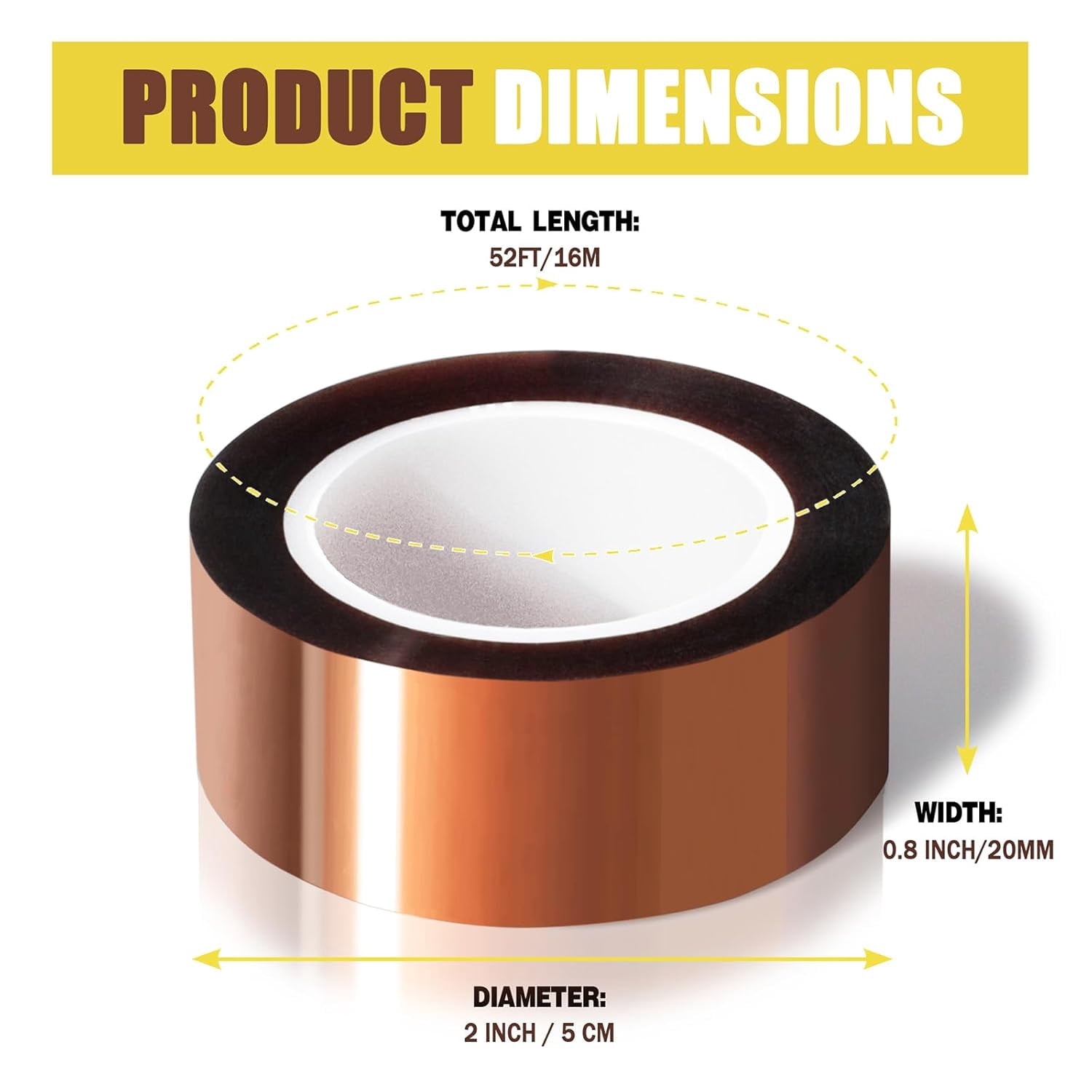 4 Rolls 20mm x16m(52FT) Heat Tape High Temperature Resistant Transfer for Sublimation Press Vinyl,No Residue
