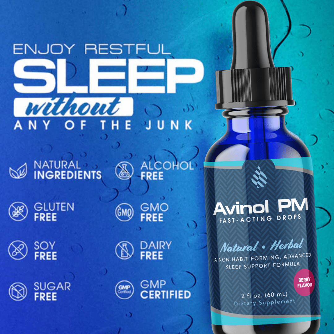 Avinol PM Sleep Drops – Natural Liquid Sleep Aid with Melatonin and Herbal Extracts – Berry Flavor – 2 fl oz