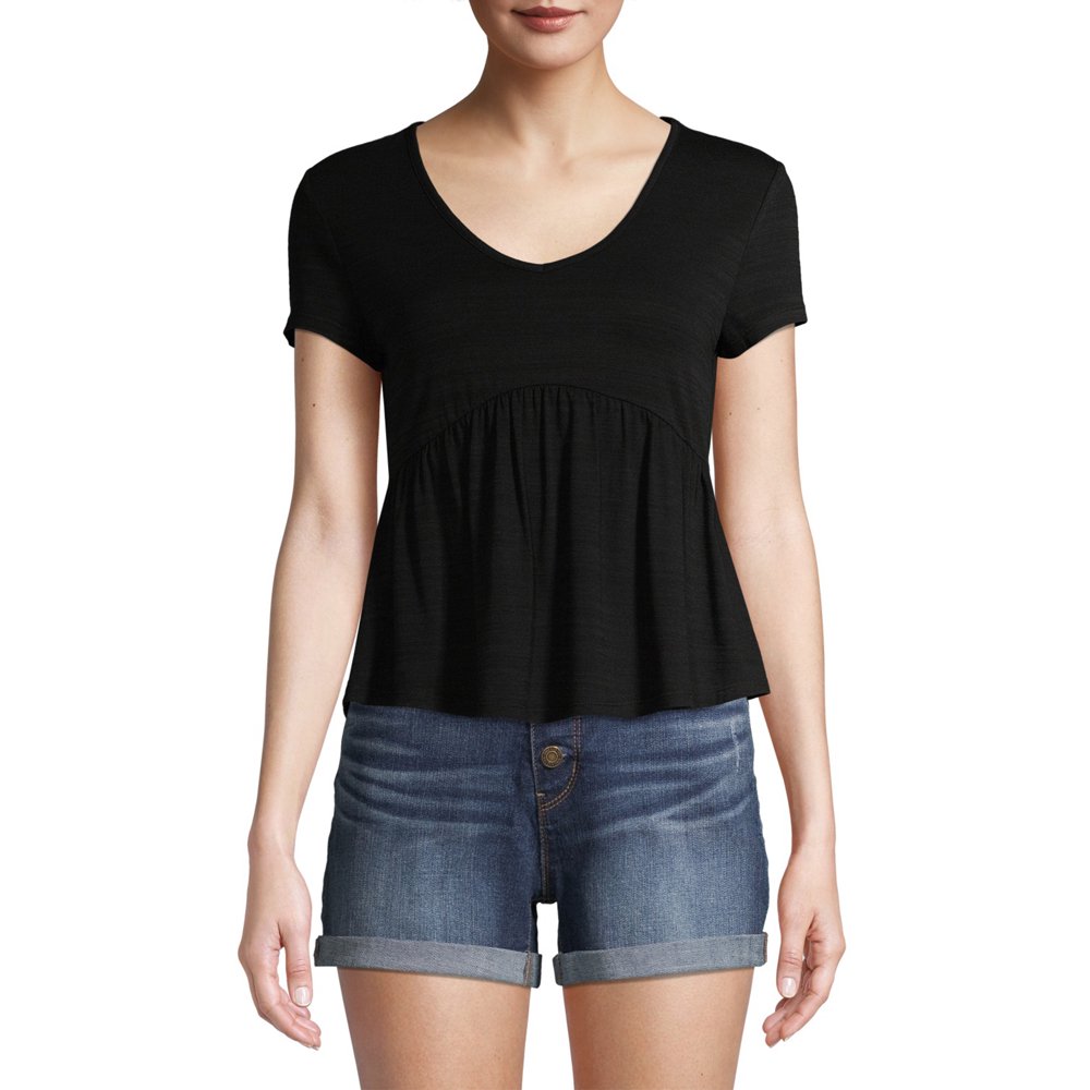 No Boundaries No Boundaries Juniors' VNeck Peplum Top