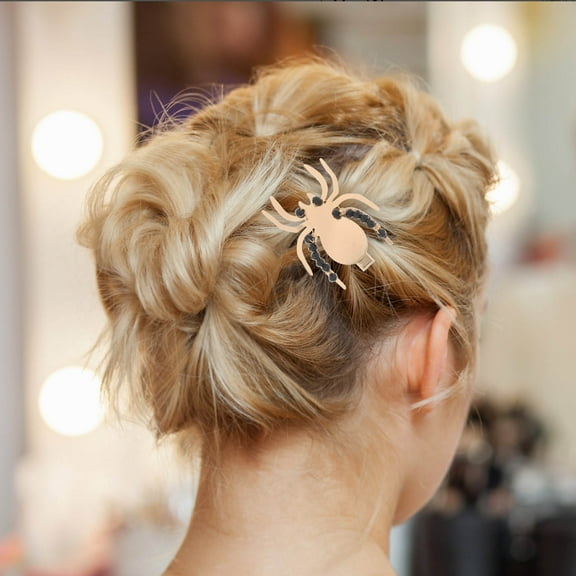 WHAMVOX  Spider Hair Clip with Crystal Beads Golden Alloy Claw Clips for Decoration Use