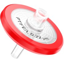 Hydrophilic PTFE Membrane Filter 100PCS 25mm Disc Diameter 0.22μm Pore Size，Non Sterile, Barreled Packed