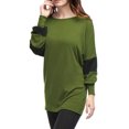 thumbnail image 2 of Túnica Suelta Para Mujeres Bloque De Color Mangas De Murciélago Verde XS Unique Bargains Túnica Suelta, 2 of 6