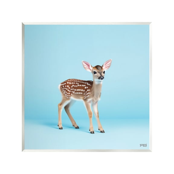 Stupell Industries Deer Fawn on Blue Animals & Insects Painting Unframed Art Print Wall Art, 12 x 12