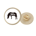 thumbnail image 1 of Pinto Black And White Animal Round Metal Golden Pin Brooch Clip, 1 of 3