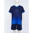 thumbnail image 3 of Linjinx Kids 2pcs Sports Suit Quick Dry Printed Contrast Color Shirts Shorts Set For Football Basketball B Navy Blue 26, 3 of 7
