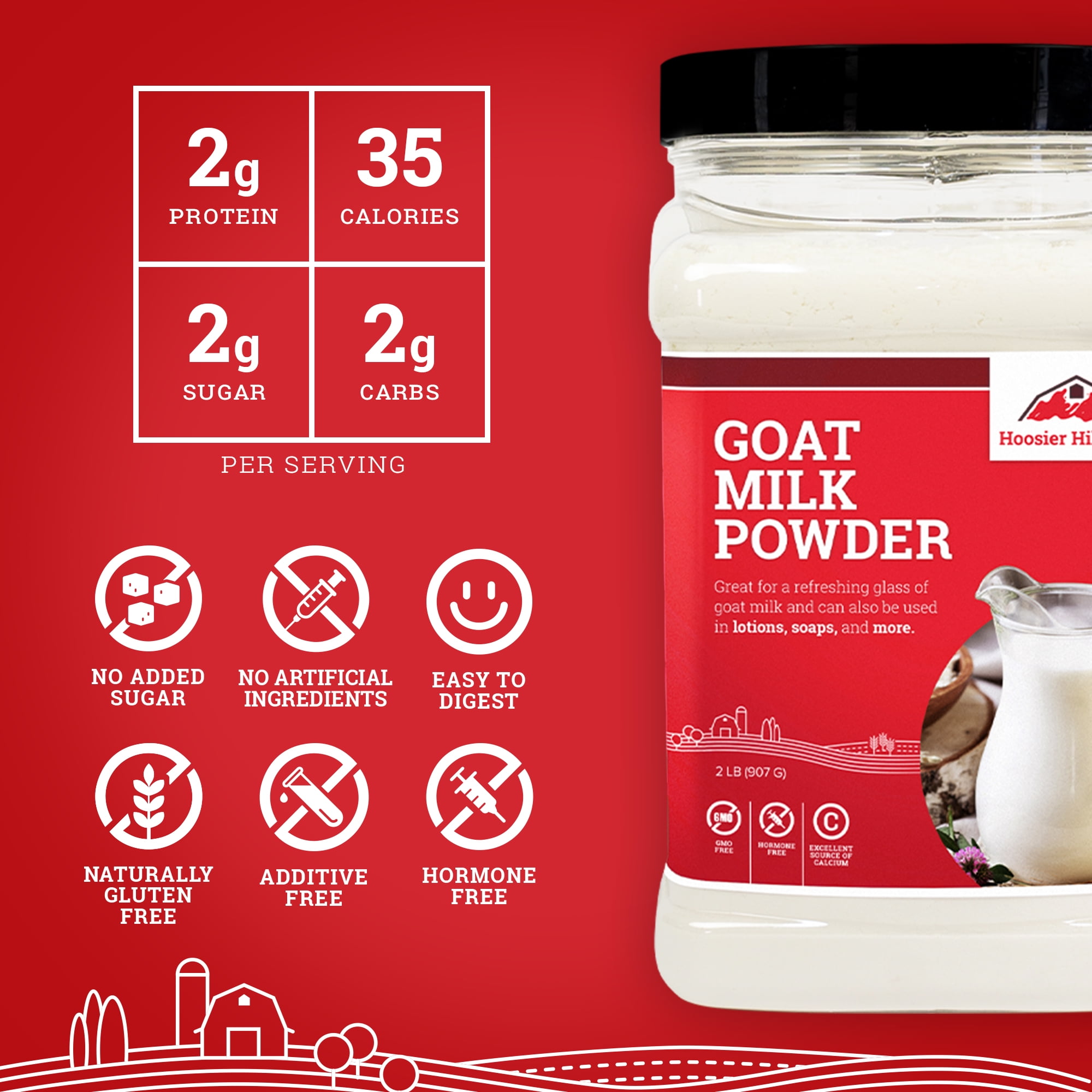 Hoosier Hill Farm Goat Milk Powder, 2 lb Jar