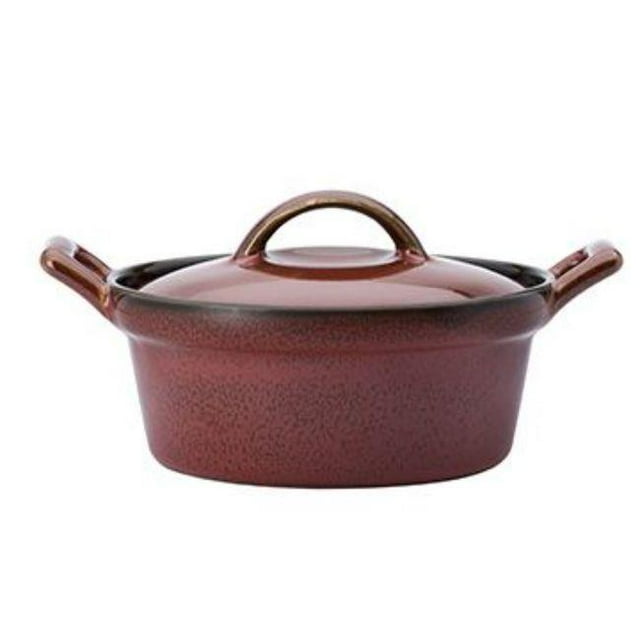 Oneida L6753074675 8 oz Rustic Crimson Porcelain Casserole Dish White