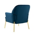 thumbnail image 6 of Modern Armchair, Upholstered Living Room Chair, Velvet Accent Chair with Golden Metal Legs, Leisure Reading Chair for Bedroom Living Room and Reception Room, Blue, 6 of 7