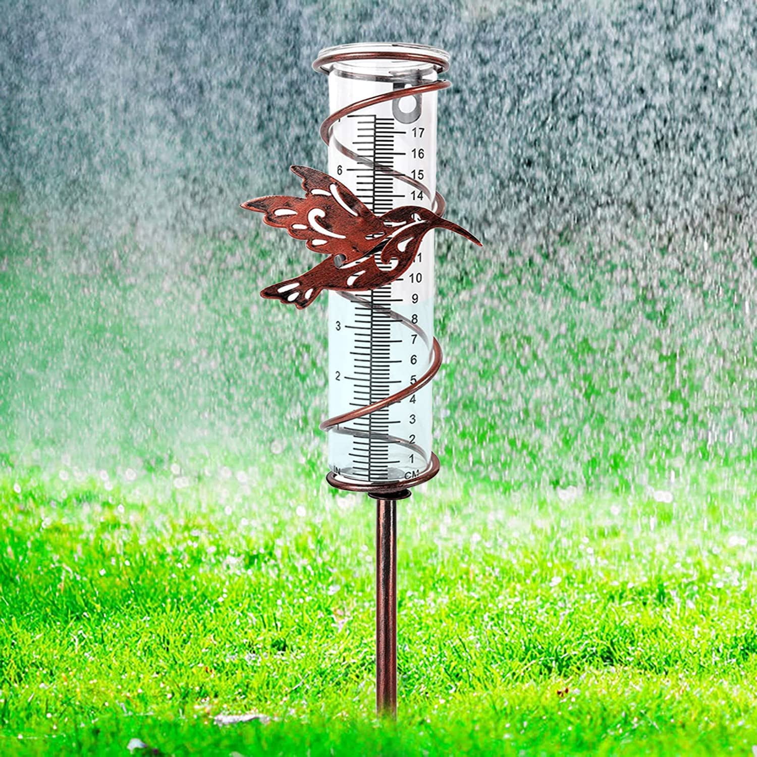 TRIANU Rain Gauge Outdoor Upgrade 7" Capacity Glass Rain Gauge with