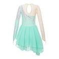 thumbnail image 2 of TTAO Girls Ballet Lyrical Dance Dress Asymmetrical Gymnastic Figure Ice Skating Performance Costume Light Green 16, 2 of 7