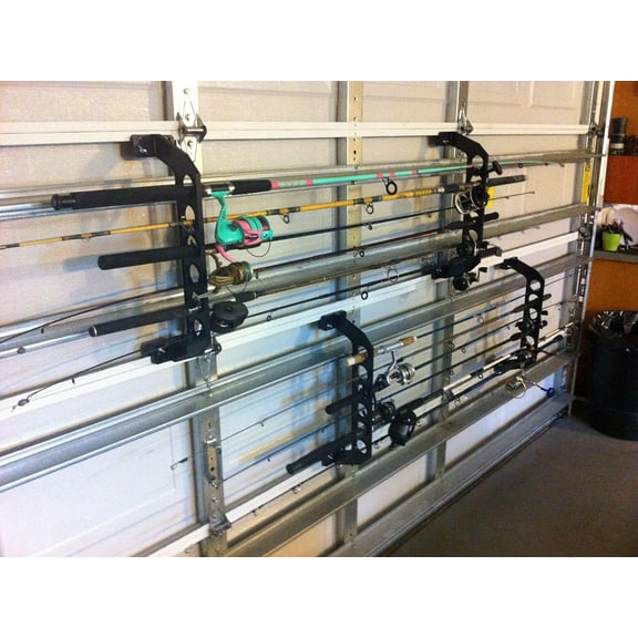 Garage Door Storage Rack - 21" Black ABS Plastic Fishing Rod Holder - Ultimate Garage Organization for Fishing Gear and Equipment, Saltwater Fishing Gear