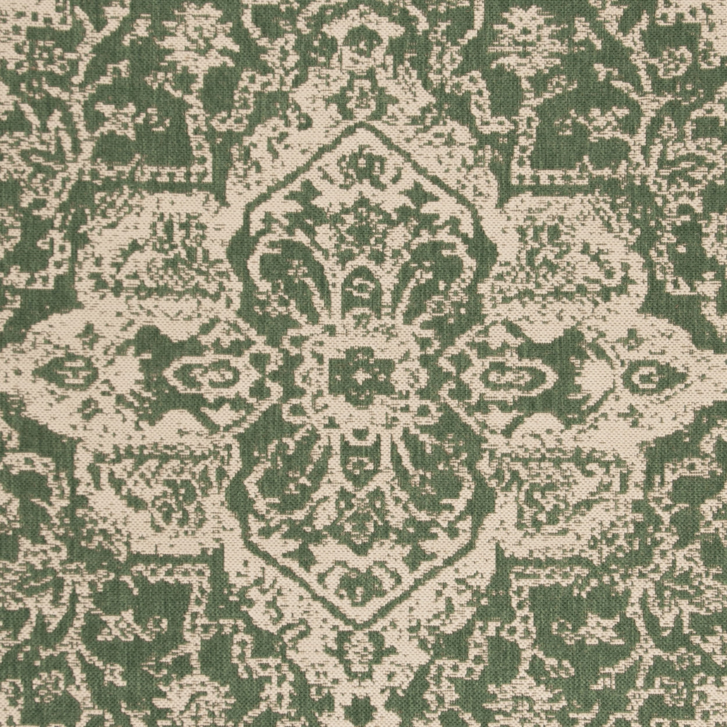 Safavieh Beach House Mai Traditional Outdoor Area Rug, Green/Cream, 6'7" x 6'7" Square