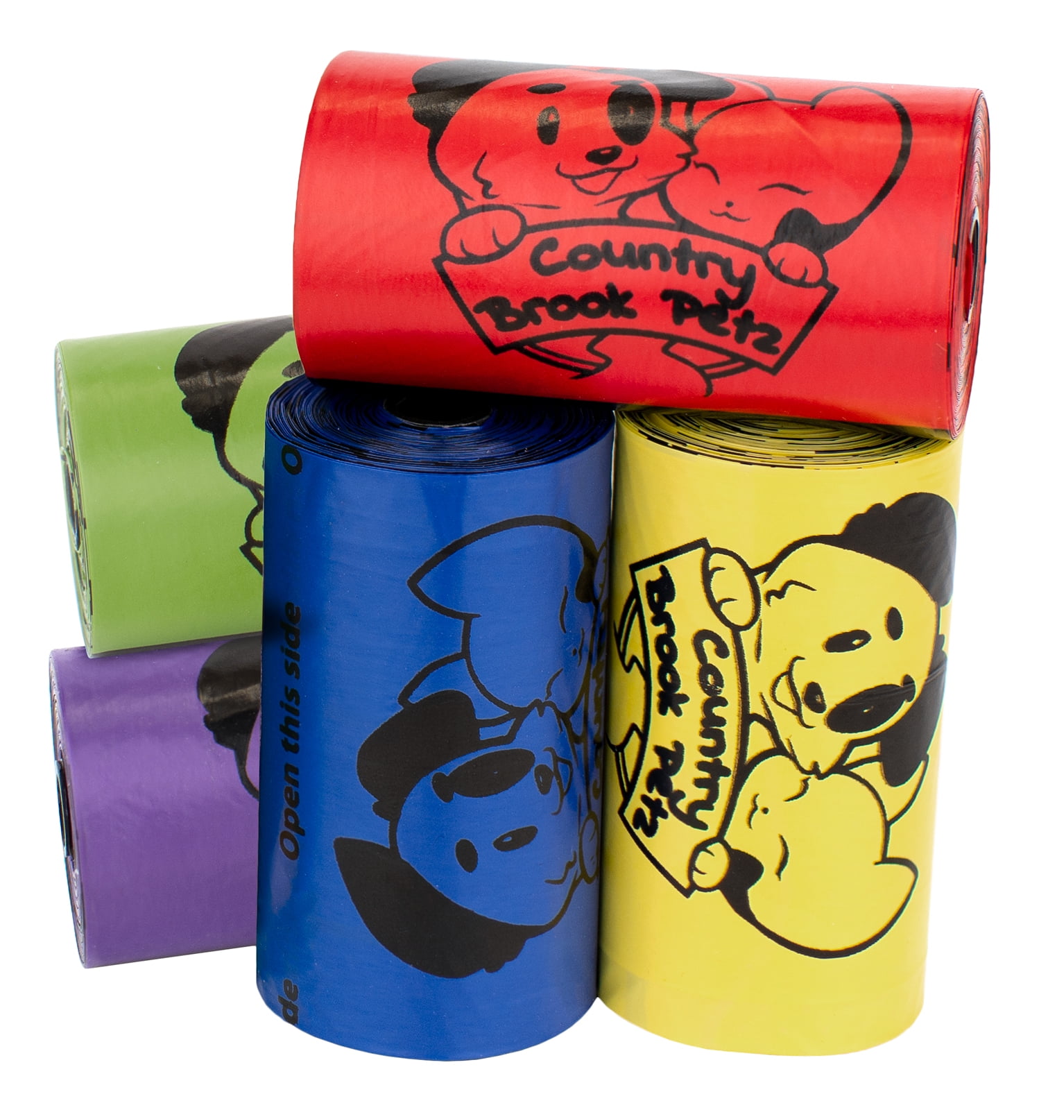 120 Count Country Brook Petz Mixed Colors Scented Potty Time Waste Bags, 8 Rolls