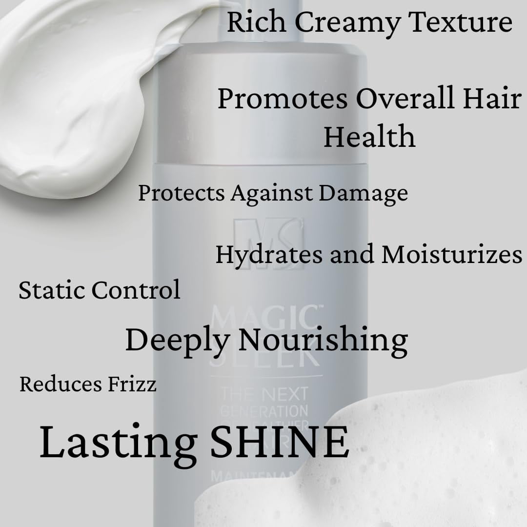 Magic Sleek Hydrating Shampoo | Moisturizing & Cleansing | Color-Safe | All Hair Types | Coconut Oil | Frizz Control | Sulfate & Paraben Free | For Dry Scalp | Daily Routine | 17 oz