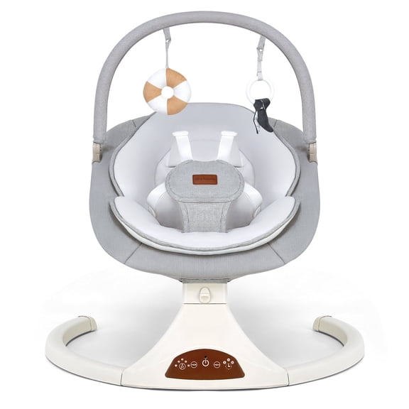 Baby Swings for Infants to Toddler Remote 5 Speeds Timer Safety Lock Gray
