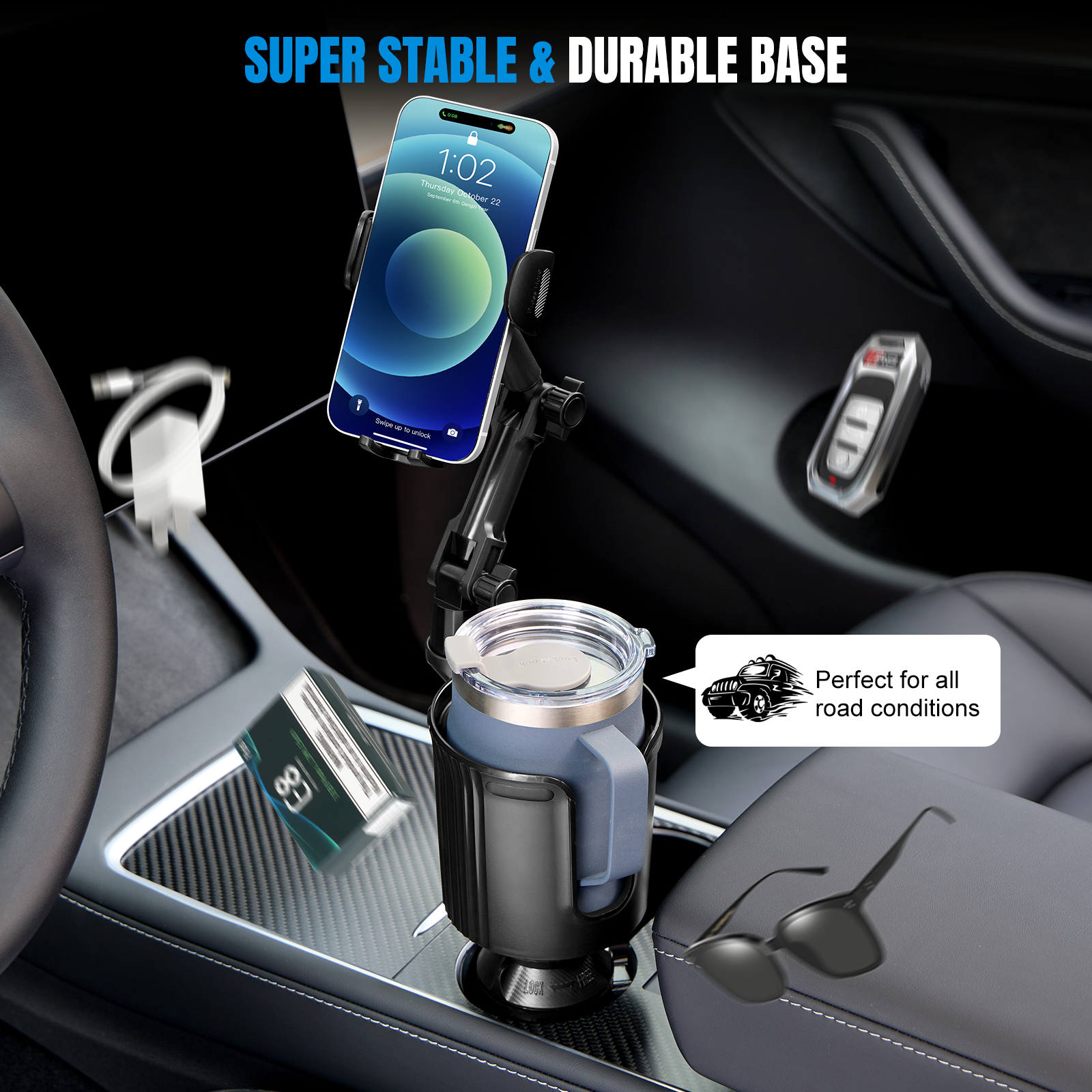 SPEEDWOW 2-in-1 Cup Holder Phone Mount, 360° Rotation photo 4