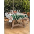 thumbnail image 2 of Outdoor Tablecloth with Umbrella Hole and Zipper, Retro Christmas Rectangle Table Cloth 60x102 Inch Waterproof Tablecloth, Red Snowman Pine Tree Snowflake Elk Wooden Picnic Table Cover for Patio, 2 of 7