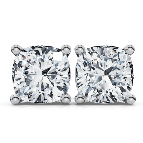 Pompeii 2Ct TW Cushion Cut Diamond Studs 14k White Gold (G,VS2-SI1)