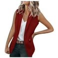 thumbnail image 2 of Ofertas en Walmart, BiZtdJrK 2025 Women's Summer Sleeveless Blazer Vest Lightweight Casual Open Front Work Office Suit Jackets Slim Fit Business Cardigans Wine XXL, 2 of 5