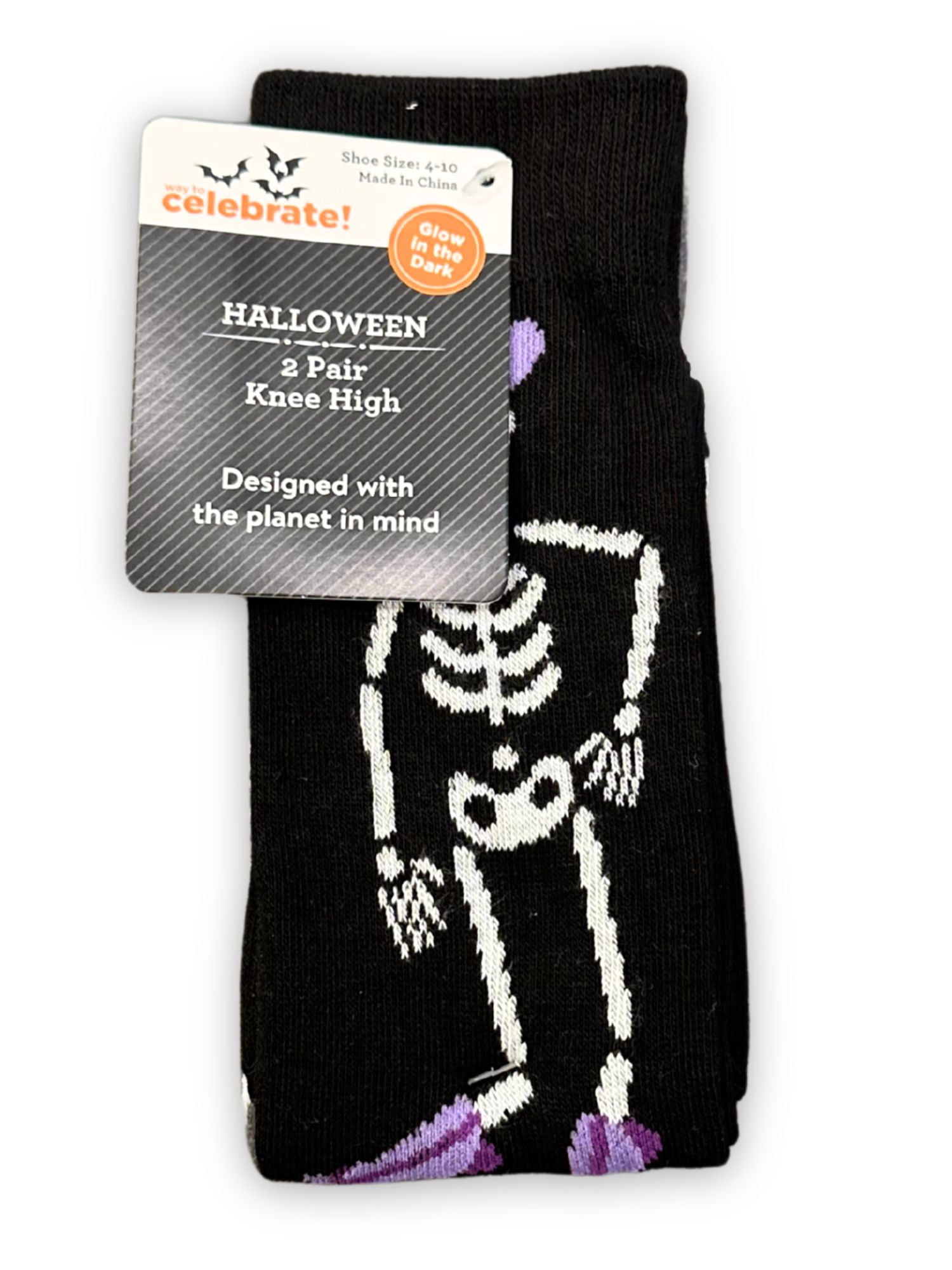 Way To Celebrate! Women's Halloween Boo Haw Knee-High Socks, 2-Pack, Size 4-10
