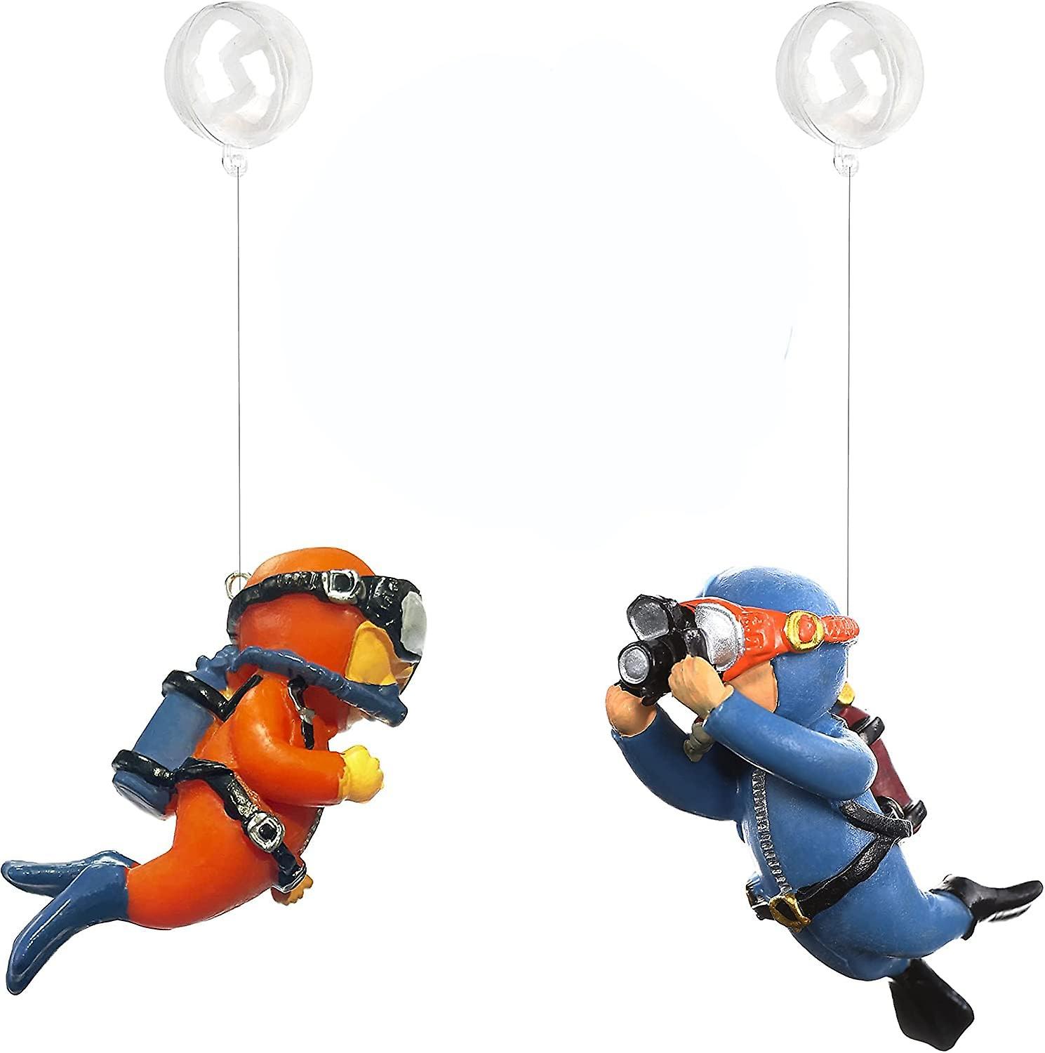 Figura De Buceador Para Acuario | Decoración Flotante Con Cuerda Ajustable | PVC No Tóxico Para Peces (3 X 7 Cm)