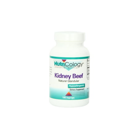 Nutricology Kidney Beef Supplement - Natural Glandular, Freeze-Dried, Bovine, Lyophilized, Beef Organ, 500mg Vegetarian Capsules - 100 Count