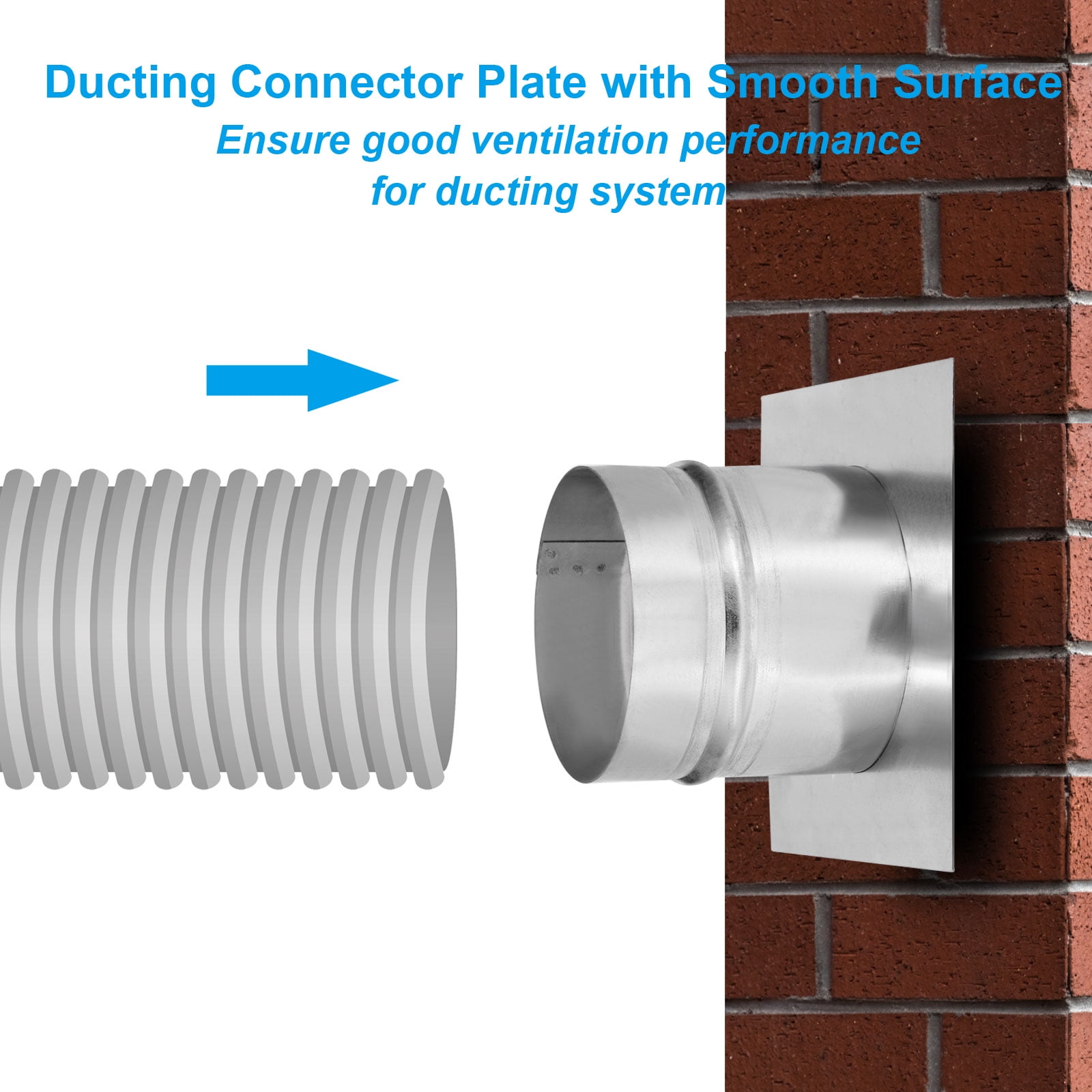 Uxcell 4" Galvanized Steel Duct Connector Flange Air Ducting Mounting Plate,6"x6" Base