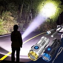 Rechargeable Flashlight under $5! Xqxayjr Rechargeable Mini Flashlight, Bright LED Handheld Light, Portable Outdoor Lighting, Three-Eye Small Steel Flashlight for Camping