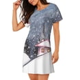 thumbnail image 2 of Balery Watercolor Winter Landscape For Christmas Camisón de manga corta con cuello redondo para mujer, cómodo y elegante., 2 of 6