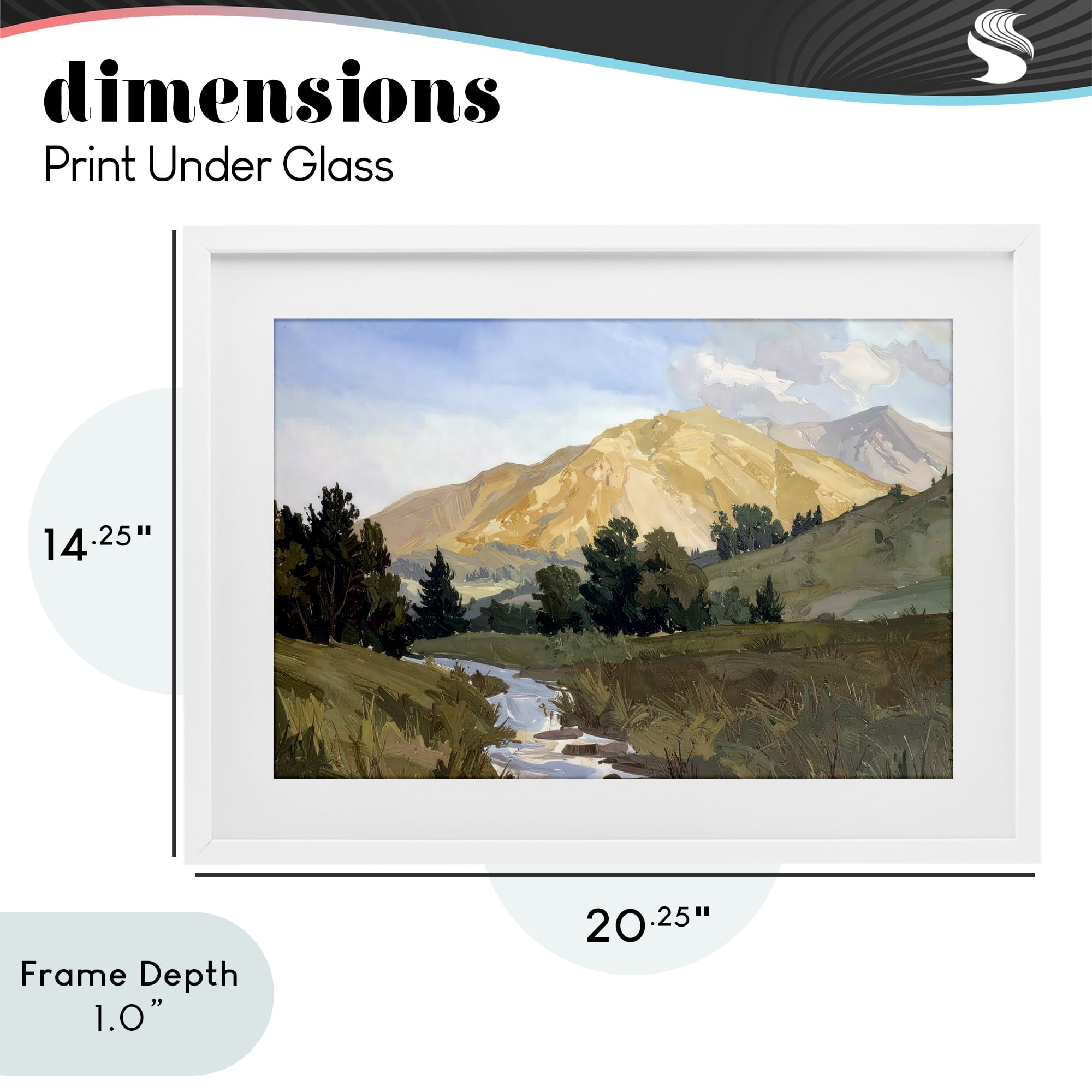 Stupell Industries Mountain Divide Valley White Framed Print Under Glass, design by Alonza Saunders