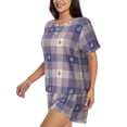 thumbnail image 2 of Bingfone Heart Check Plaid Print Pajamas Sets for Women Soft Short-Sleeved Pjs with Lounge Shorts Two Piece Sleepwear, 2 of 8