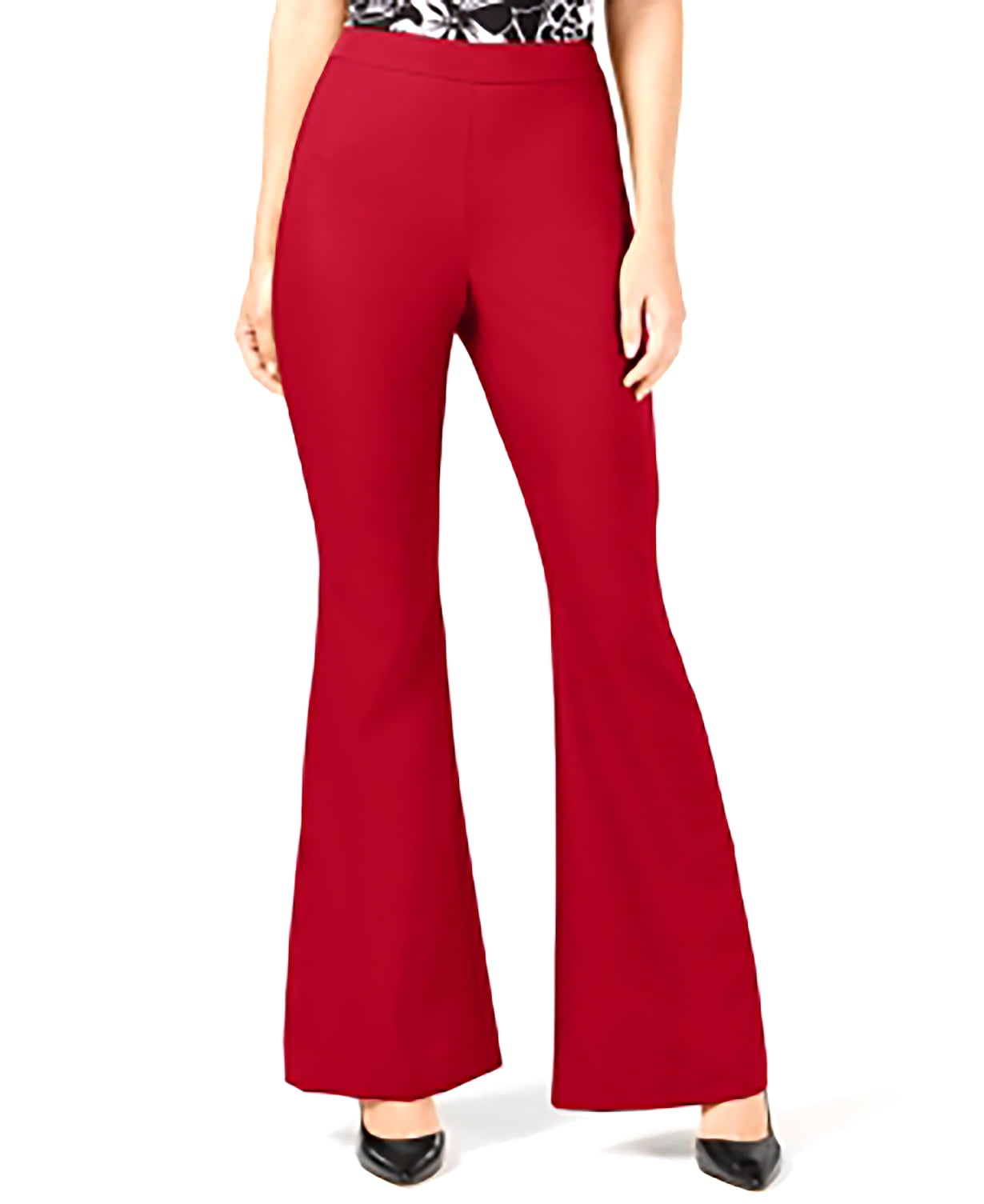 red wide leg suit