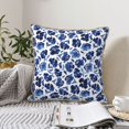 thumbnail image 4 of KLL Blue Ink Flowers Decorative Throw Pillow Covers Velvet Soft for Couch Sofa Bedroom Living Room Outdoor (No pillow core)- 16"x16", 4 of 5