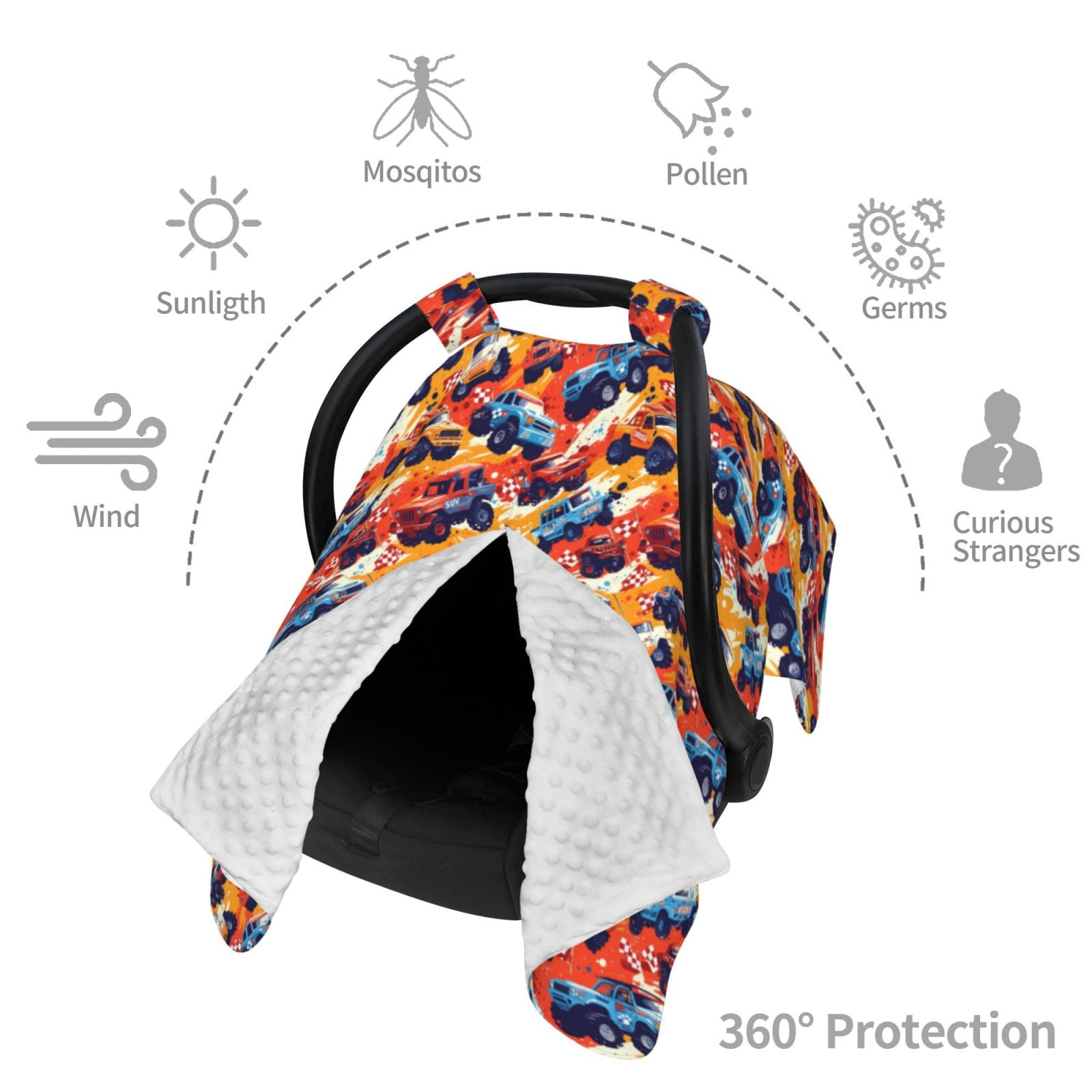 Car Seat Cover Baby - off road racing car SUV Breathable Infant Car Seat Cover for Baby Carseat, Lightweight Comfort Baby Essentials Must Haves Newborn Stuff for Girl Boy